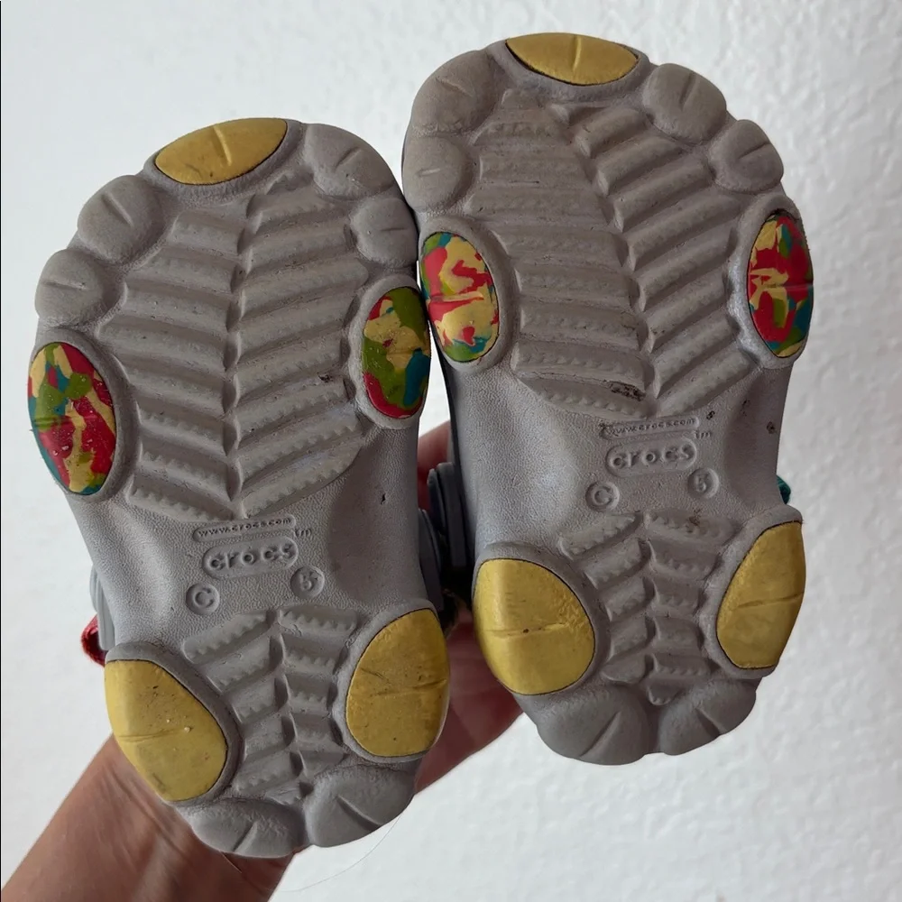 CROCS Light Gray Clog Sandals with Colorblock straps